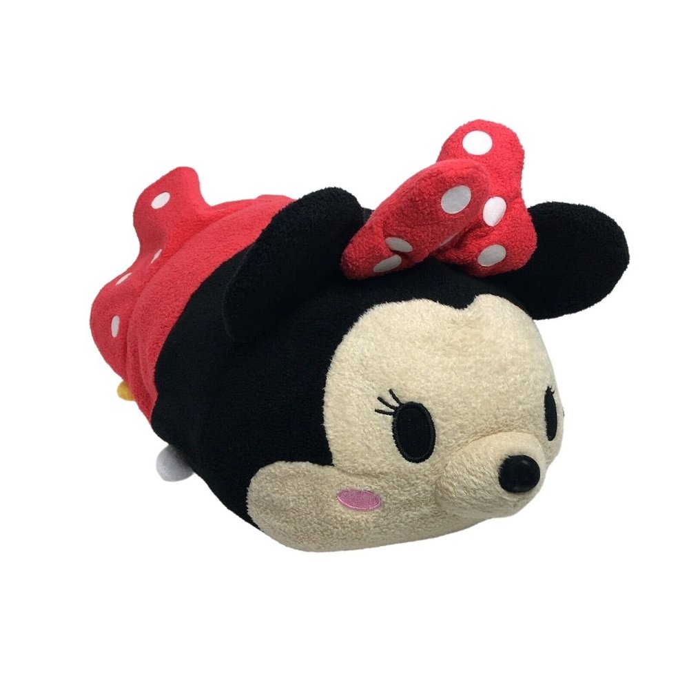 Disney Tsum Tsum Plush Minnie Mouse Red Stuffed Animal Polka Dot Toy Pillow 14” - Picture 1 of 12